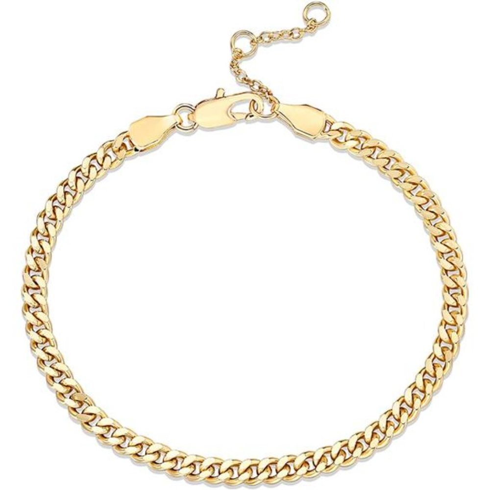 Women's 14K Gold Plated Curb Chain Adjustable Bracelet